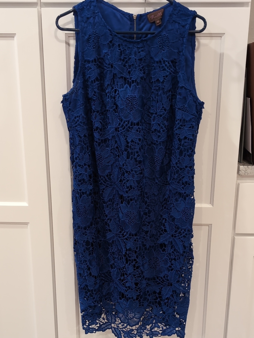 Sleeveless Cobalt Blue Lace Shift Dress